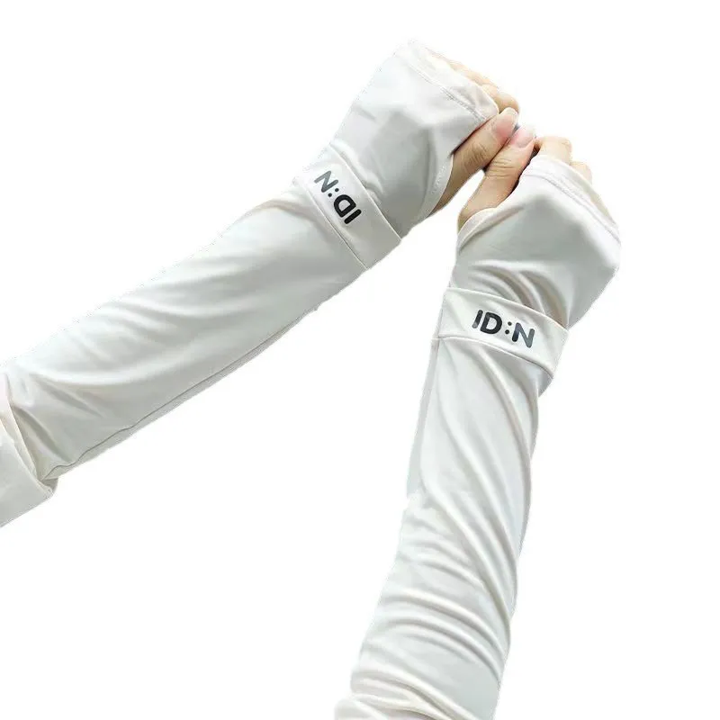 Seamless Ice Silk UV Protection Arm Sleeves – One-Piece Breathable Cooling Sleeves with Fingerless Gloves, UPF 50+ Sun Sleeves for Women Men Cycling Driving Outdoor Sports